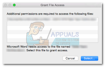 mac wont grant access for word docs